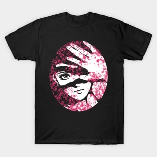 Punk Fashion Style Oval Retro Red Glowing Girl T-Shirt